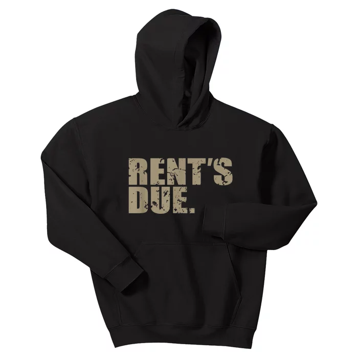 Rent's Due Work Hard Bodybuilder Weightlifting Distressed Kids Hoodie