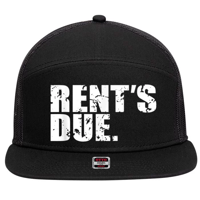 Rent's Due Work Hard Bodybuilder Weightlifting Distressed 7 Panel Mesh Trucker Snapback Hat