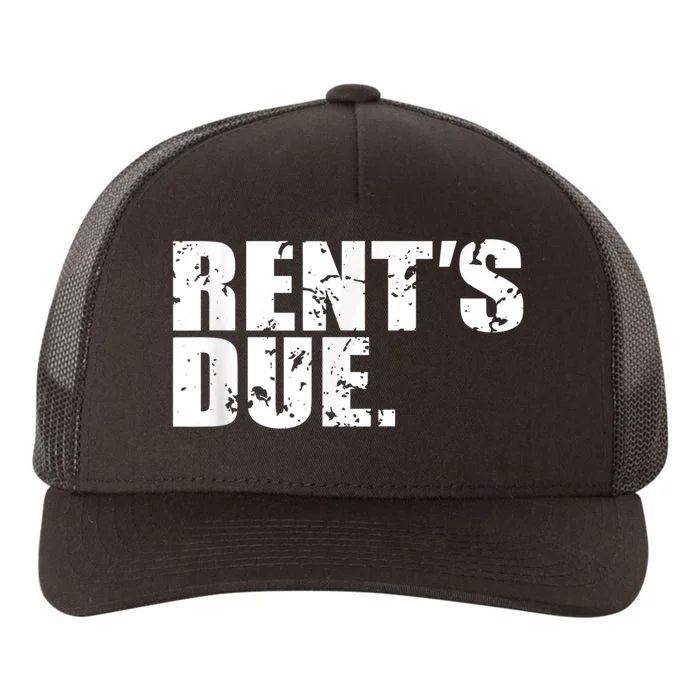 Rent's Due Work Hard Bodybuilder Weightlifting Distressed Yupoong Adult 5-Panel Trucker Hat