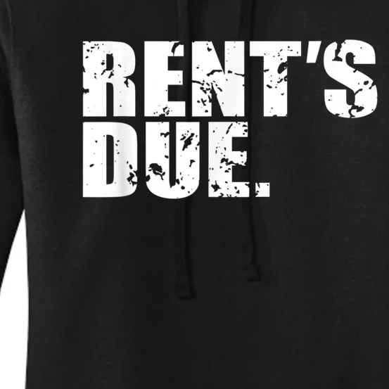 Rent's Due Work Hard Bodybuilder Weightlifting Distressed Women's Pullover Hoodie