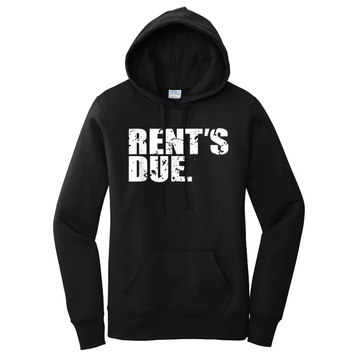 Rent's Due Work Hard Bodybuilder Weightlifting Distressed Women's Pullover Hoodie