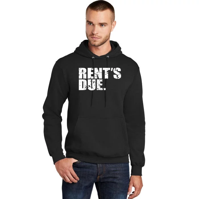 Rent's Due Work Hard Bodybuilder Weightlifting Distressed Tall Hoodie