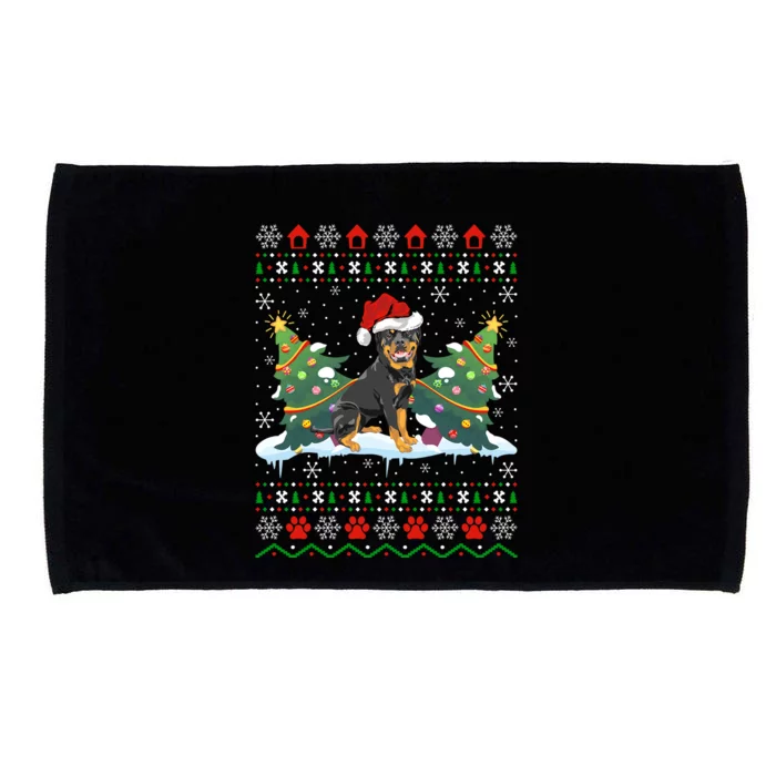 Rottweiler Dog Xmas Gift Ugly Rottweiler Christmas Funny Gift Microfiber Hand Towel