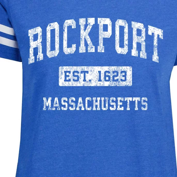 Rockport Est 1623 Massachusetts Ma Vintage Established Sports Design Enza Ladies Jersey Football T-Shirt