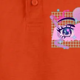 Retro Eighties 80's Pop Art Kawaii Anime Eyes Dry Zone Grid Performance Polo