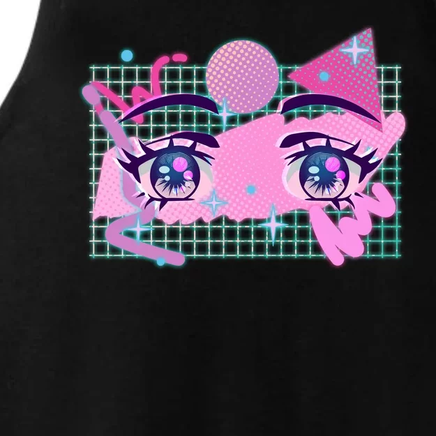 Retro Eighties 80's Pop Art Kawaii Anime Eyes Ladies Tri-Blend Wicking Tank