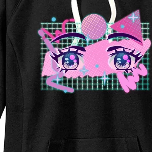 Retro Eighties 80's Pop Art Kawaii Anime Eyes Women's Fleece Hoodie