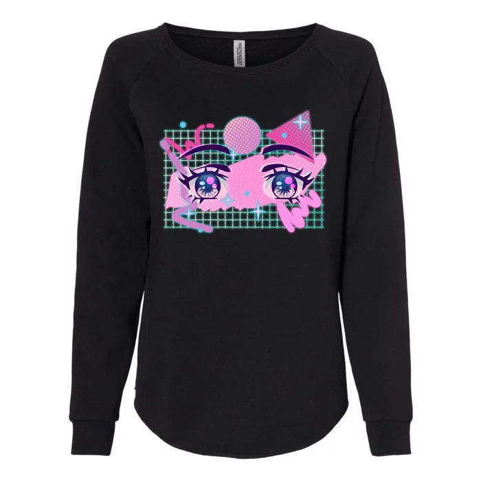 Retro Eighties 80's Pop Art Kawaii Anime Eyes Womens California Wash Sweatshirt