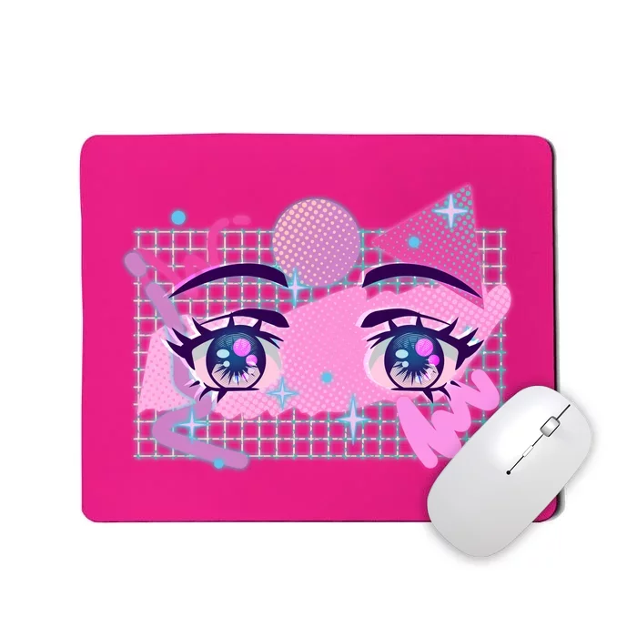 Retro Eighties 80's Pop Art Kawaii Anime Eyes Mousepad