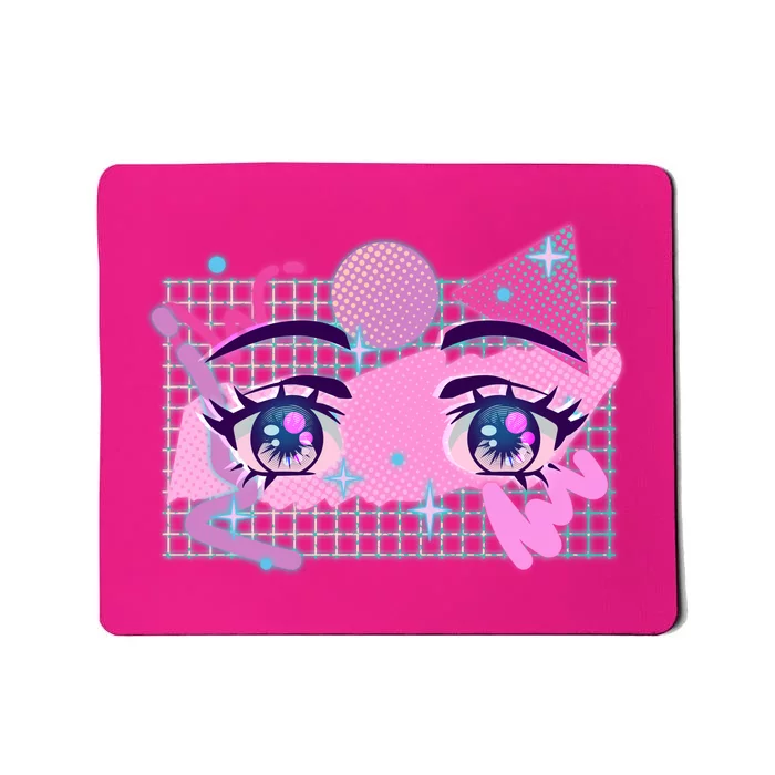 Retro Eighties 80's Pop Art Kawaii Anime Eyes Mousepad