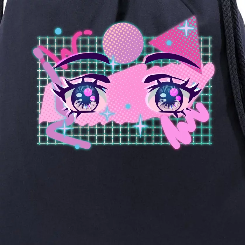 Retro Eighties 80's Pop Art Kawaii Anime Eyes Drawstring Bag