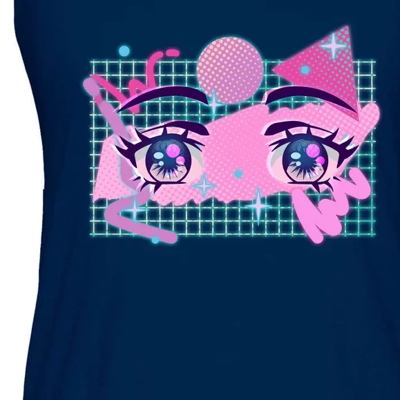 Retro Eighties 80's Pop Art Kawaii Anime Eyes Ladies Essential Flowy Tank