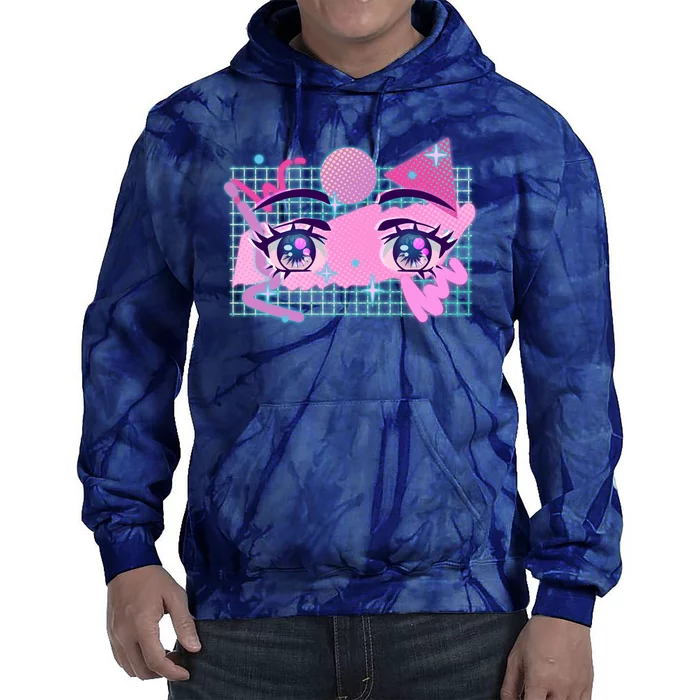 Retro Eighties 80's Pop Art Kawaii Anime Eyes Tie Dye Hoodie