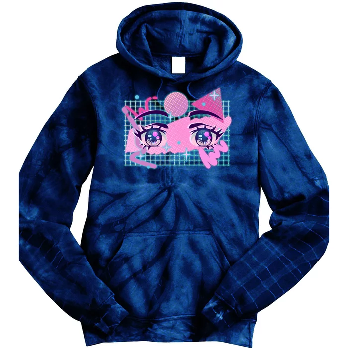 Retro Eighties 80's Pop Art Kawaii Anime Eyes Tie Dye Hoodie