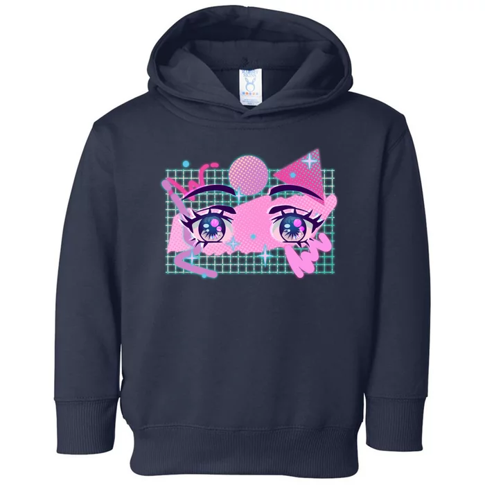 Retro Eighties 80's Pop Art Kawaii Anime Eyes Toddler Hoodie