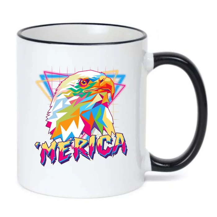 Retro Eighties 80's Merica Polygon Eagle Head Black Color Changing Mug