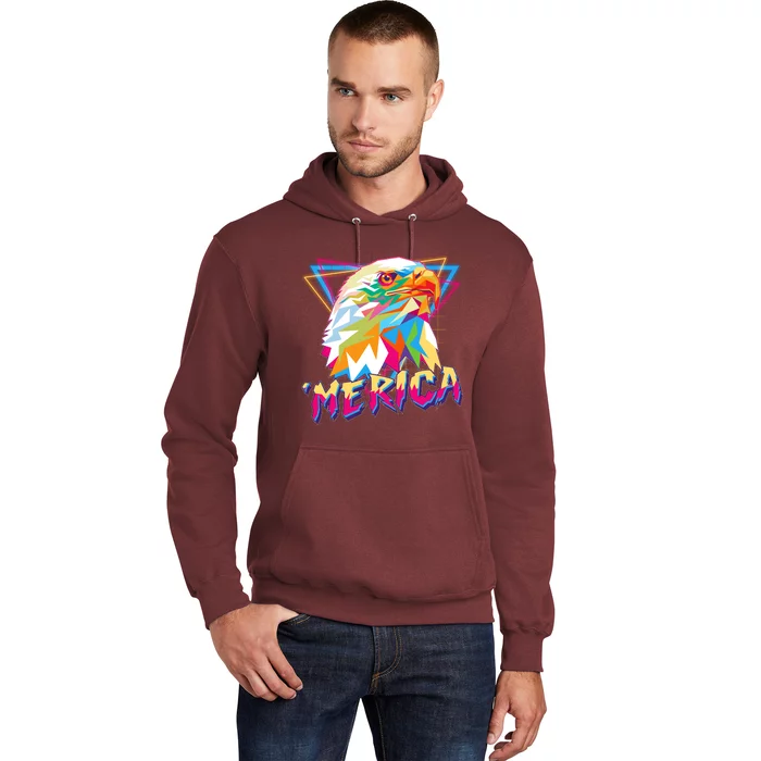 Retro Eighties 80's Merica Polygon Eagle Head Hoodie