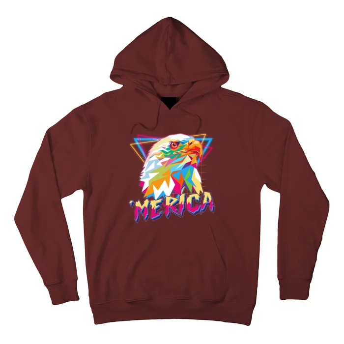 Retro Eighties 80's Merica Polygon Eagle Head Hoodie