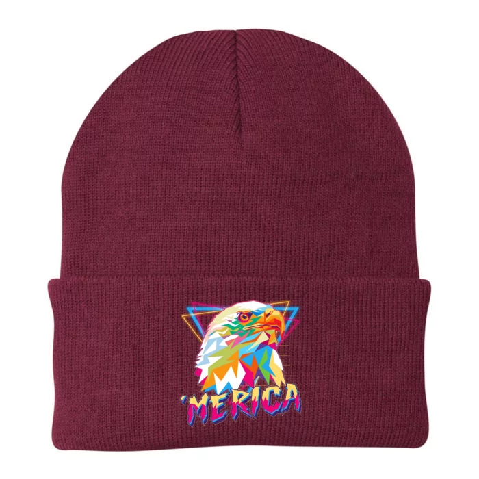 Retro Eighties 80's Merica Polygon Eagle Head Knit Cap Winter Beanie