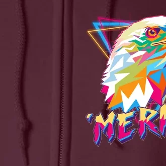 Retro Eighties 80's Merica Polygon Eagle Head Full Zip Hoodie