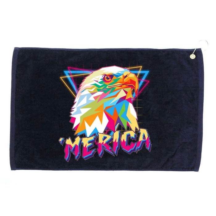 Retro Eighties 80's Merica Polygon Eagle Head Grommeted Golf Towel