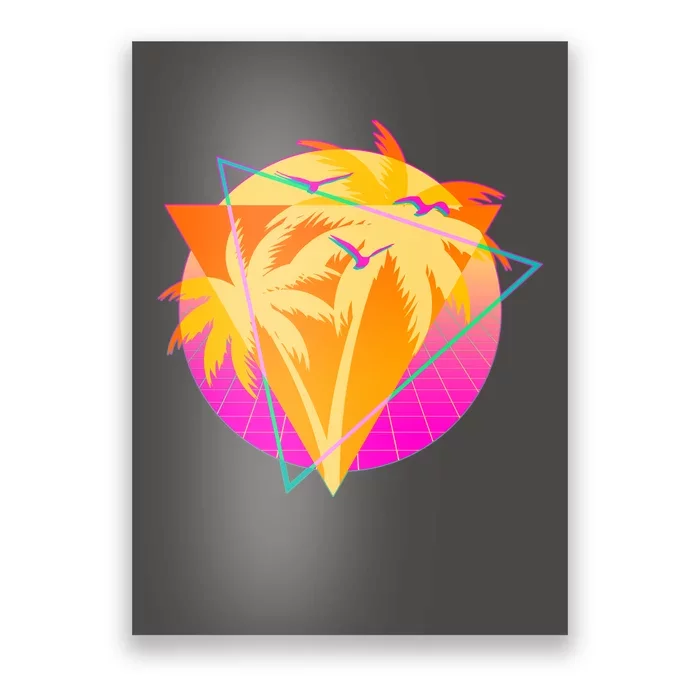 Retro Eighties 80's Tropical Palm Trees Emblem Poster