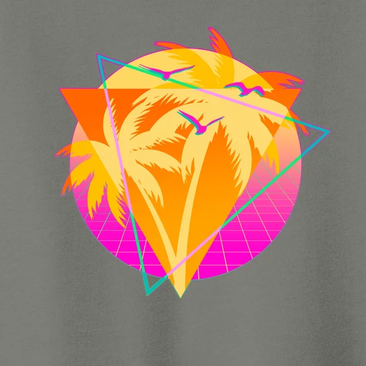 Retro Eighties 80's Tropical Palm Trees Emblem Toddler T-Shirt