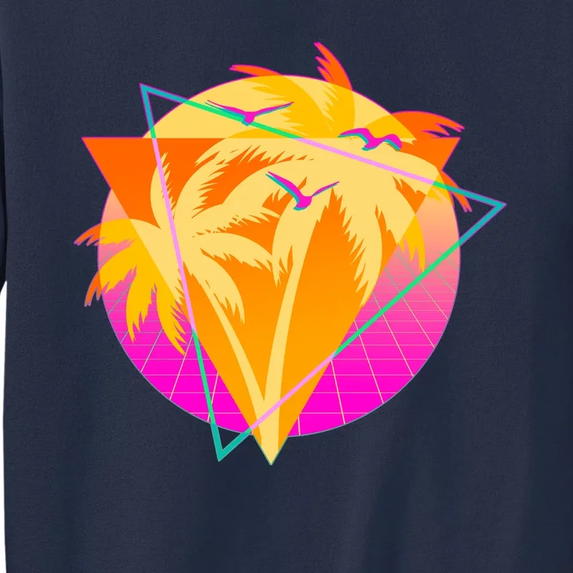 Retro Eighties 80's Tropical Palm Trees Emblem Sweatshirt