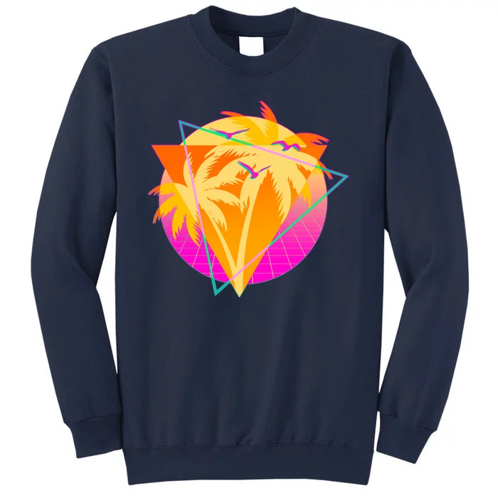 Retro Eighties 80's Tropical Palm Trees Emblem Sweatshirt