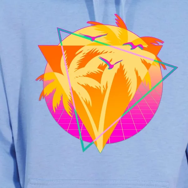 Retro Eighties 80's Tropical Palm Trees Emblem Unisex Surf Hoodie