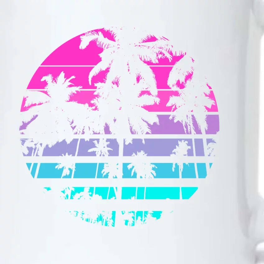 Retro Eighties 80s And 90s Beach Style Design With Palm Trees Great Gift Black Color Changing Mug