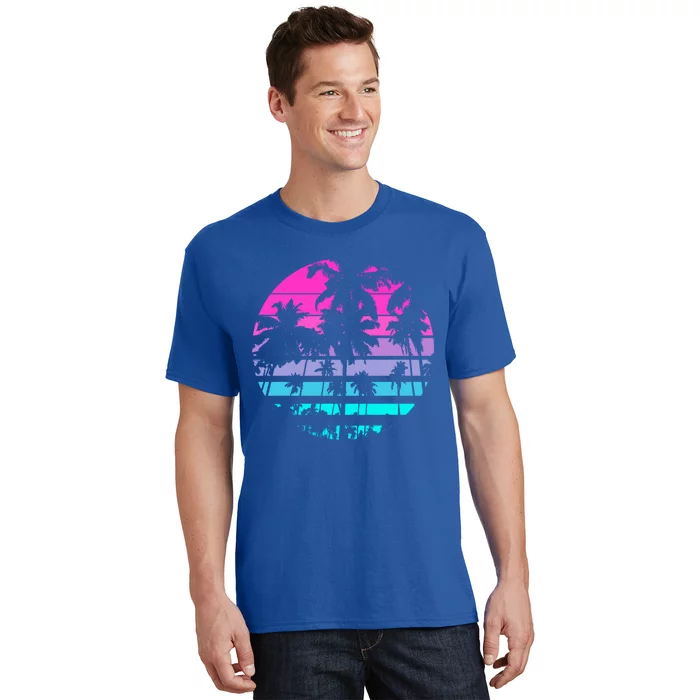 Retro Eighties 80s And 90s Beach Style Design With Palm Trees Great Gift T-Shirt