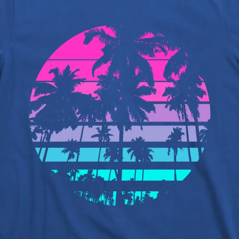 Retro Eighties 80s And 90s Beach Style Design With Palm Trees Great Gift T-Shirt