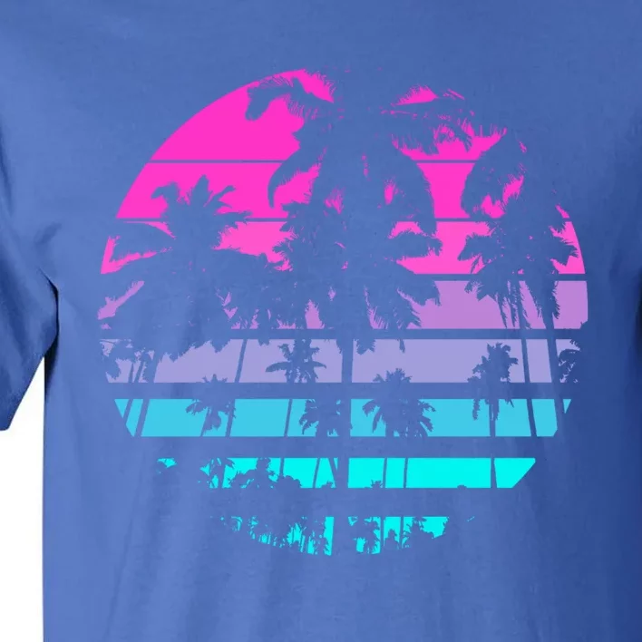 Retro Eighties 80s And 90s Beach Style Design With Palm Trees Great Gift Tall T-Shirt