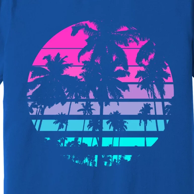 Retro Eighties 80s And 90s Beach Style Design With Palm Trees Great Gift Premium T-Shirt