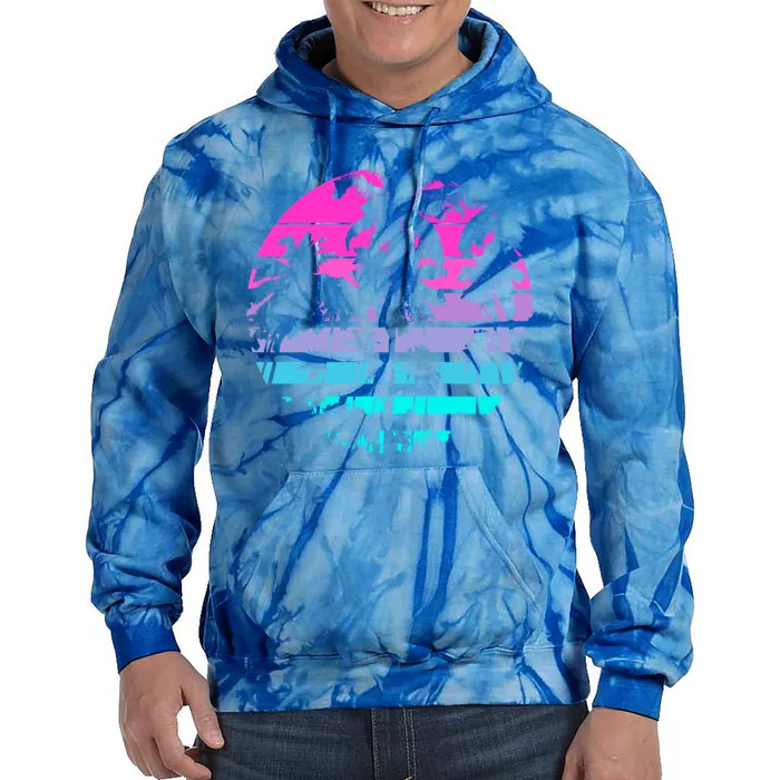 Retro Eighties 80s And 90s Beach Style Design With Palm Trees Great Gift Tie Dye Hoodie