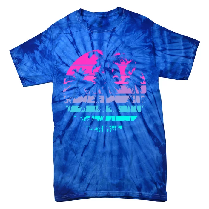 Retro Eighties 80s And 90s Beach Style Design With Palm Trees Great Gift Tie-Dye T-Shirt