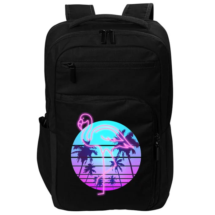 Retro Eighties 80's Neon Flamingo Emblem Impact Tech Backpack