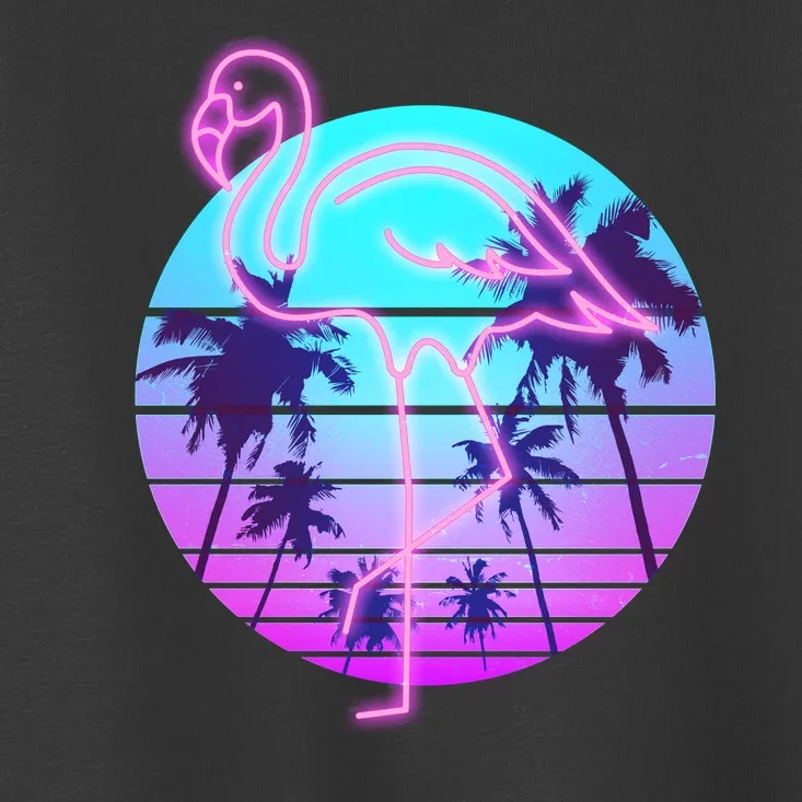 Retro Eighties 80's Neon Flamingo Emblem Toddler T-Shirt