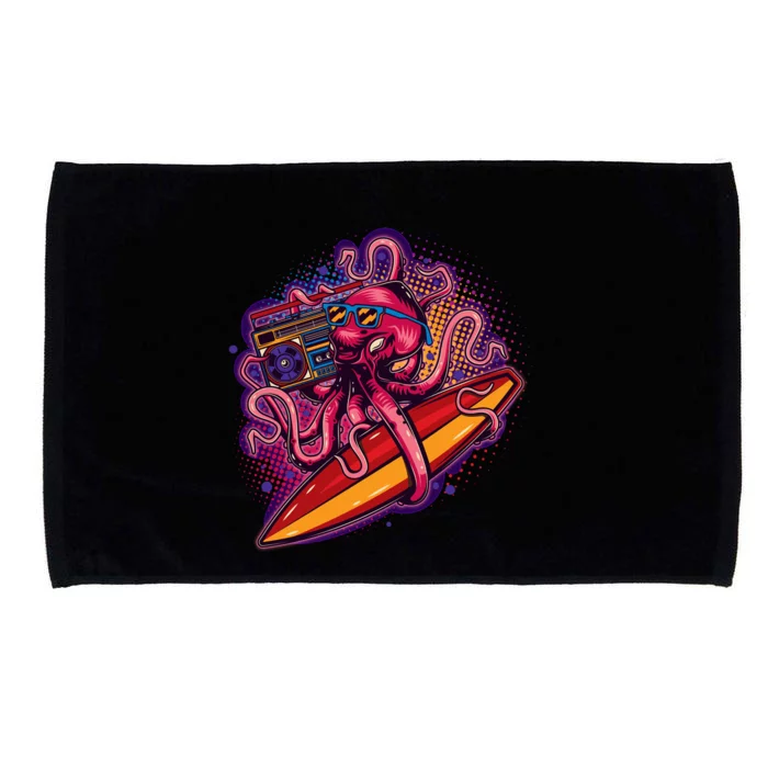 Retro Eighties 80's Surfer Octopus Microfiber Hand Towel