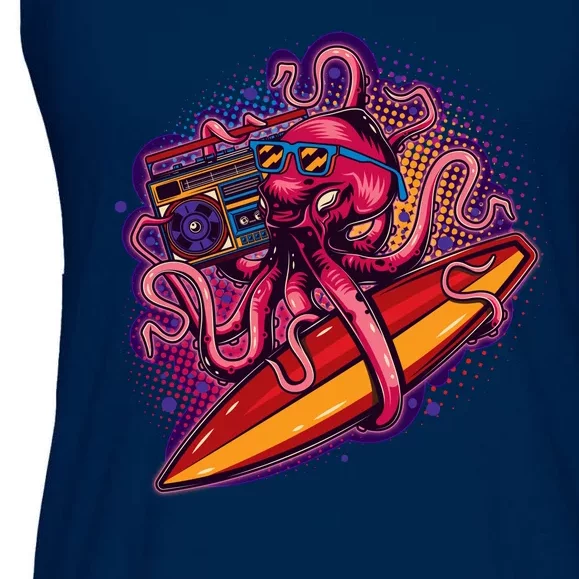 Retro Eighties 80's Surfer Octopus Ladies Essential Flowy Tank