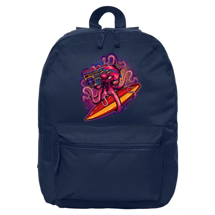 Retro Eighties 80's Surfer Octopus 16 in Basic Backpack