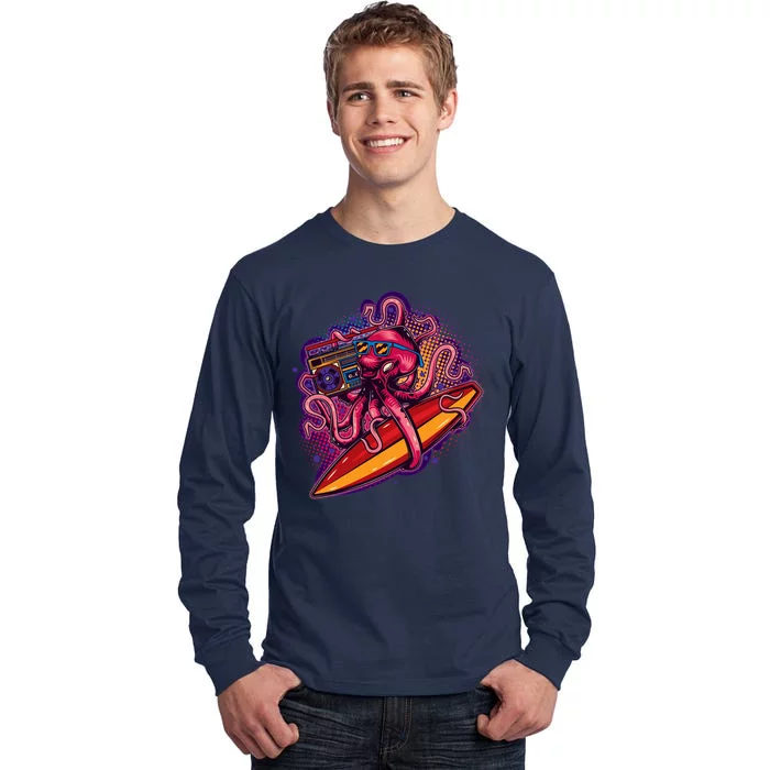 Retro Eighties 80's Surfer Octopus Tall Long Sleeve T-Shirt