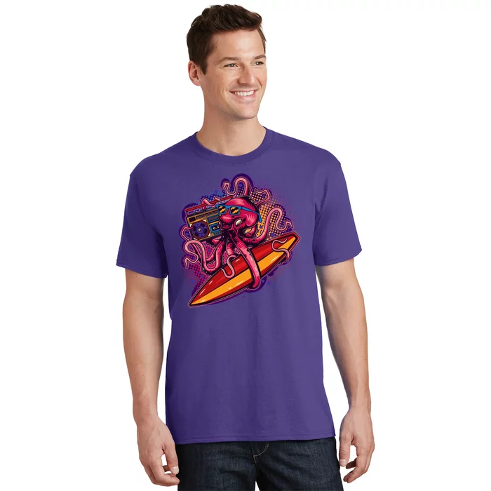 Retro Eighties 80's Surfer Octopus T-Shirt