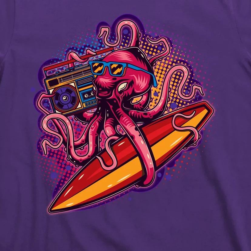 Retro Eighties 80's Surfer Octopus T-Shirt