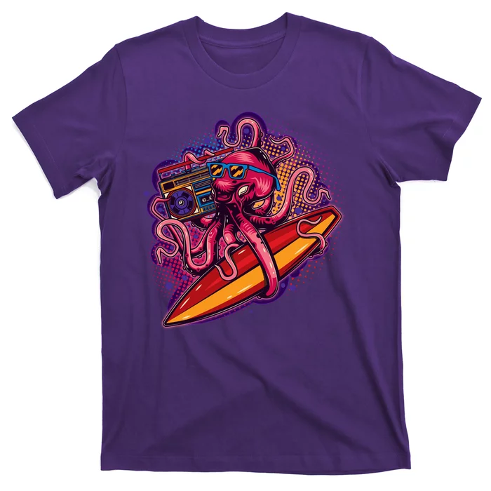 Retro Eighties 80's Surfer Octopus T-Shirt