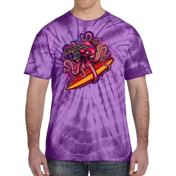 Retro Eighties 80's Surfer Octopus Tie-Dye T-Shirt