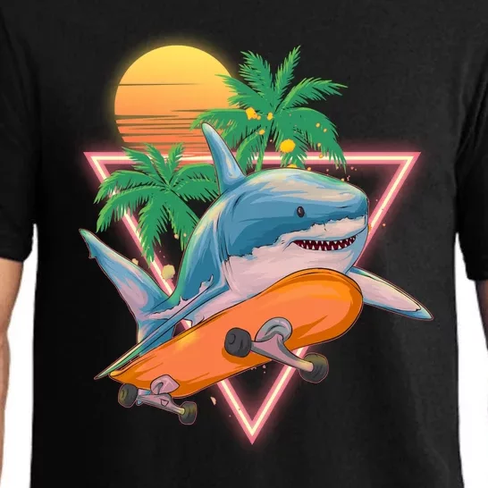 Retro Eighties 80's Skateboarding Shark Pajama Set