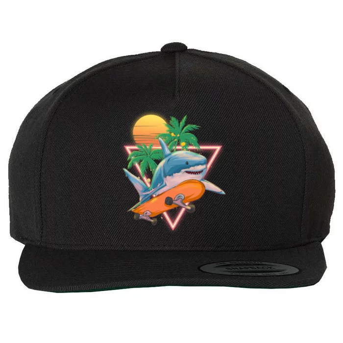 Retro Eighties 80's Skateboarding Shark Wool Snapback Cap