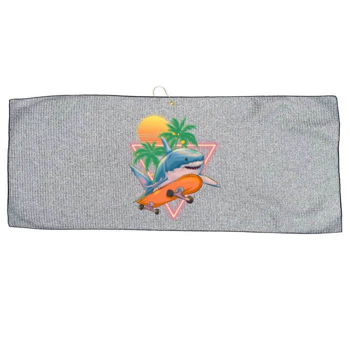 Retro Eighties 80's Skateboarding Shark Large Microfiber Waffle Golf Towel